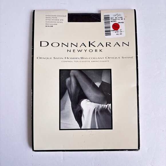 Donna Karan Opaque Satin Control Top Hosiery Size Small Brown Chocolate - Picture 1 of 3